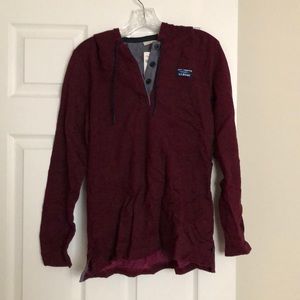 LLBean soft cotton maroon rugby hooded pullover
